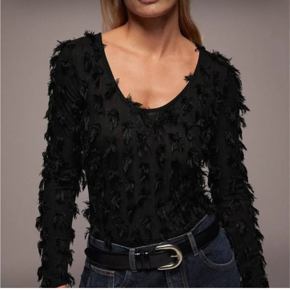 ZARA feather Applique bodysuit